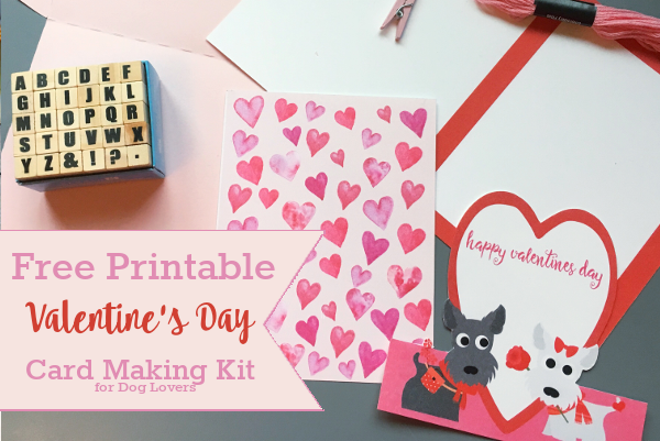 Free Printable Valentine’s Day Card Making Kit for Dog Lovers