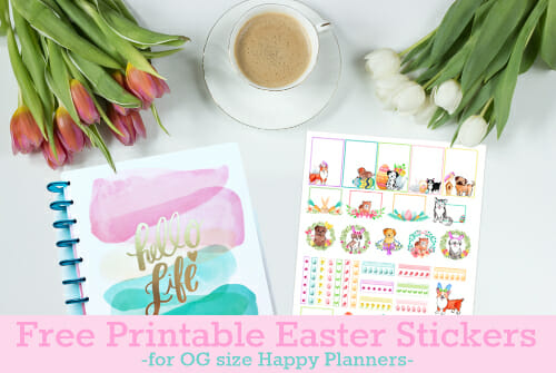 {Free Printable} Easter Watercolour Planner Stickers for Dog Lovers