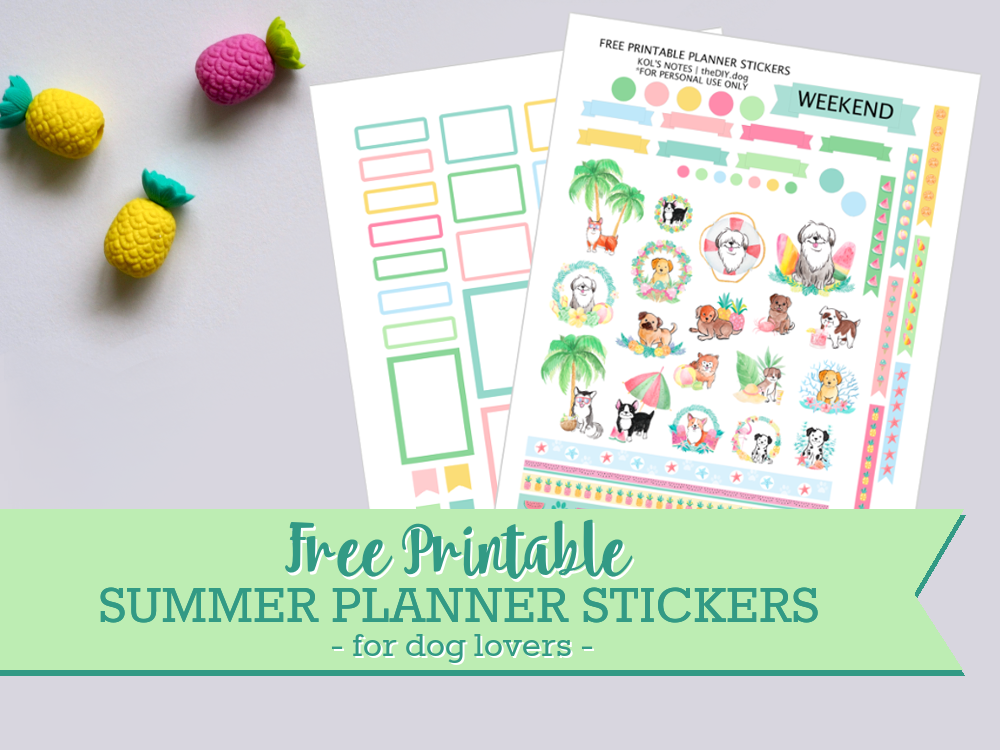 {Free Printable} Summer Watercolour Planner Stickers for Dog Lovers