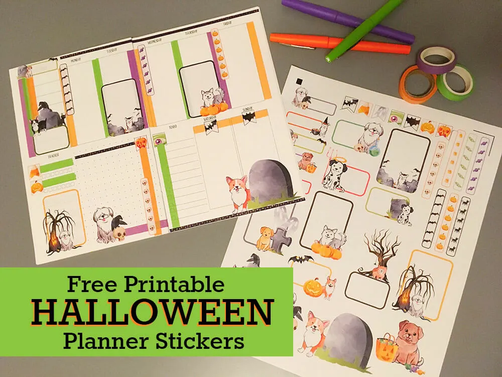 free printable halloween planner stickers for dog lovers | Kol's Notes - the DIY Dog