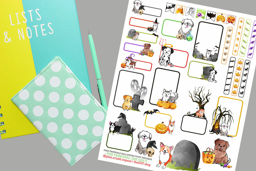 free printable planner stickers dog mom halloween | Kol's Notes - the DIY Dog
