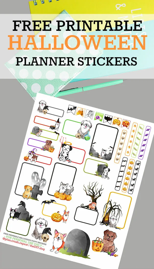 free printable planner stickers dog mom halloween | Kol's Notes - the DIY Dog