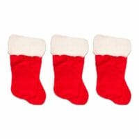 Crenstone Christmas Stockings Set of 3 - Deluxe Large Red and White Plush Holiday Stockings for Family Kids Boys Girls (17" Inches, Bulk Pack)