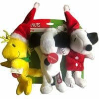 Peanuts Snoopy Dog Toy Christmas Holiday Squeak Chew Pet Ugly Sweater Toys 3 Piece
