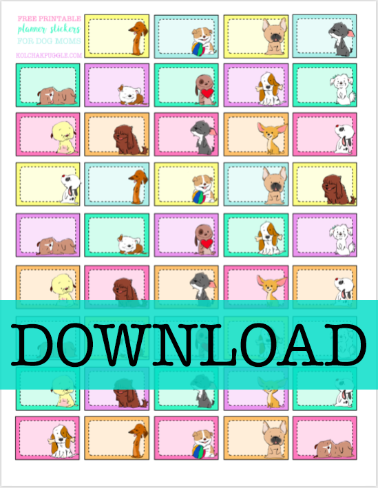 download free printable pastel puppy functional planner stickers