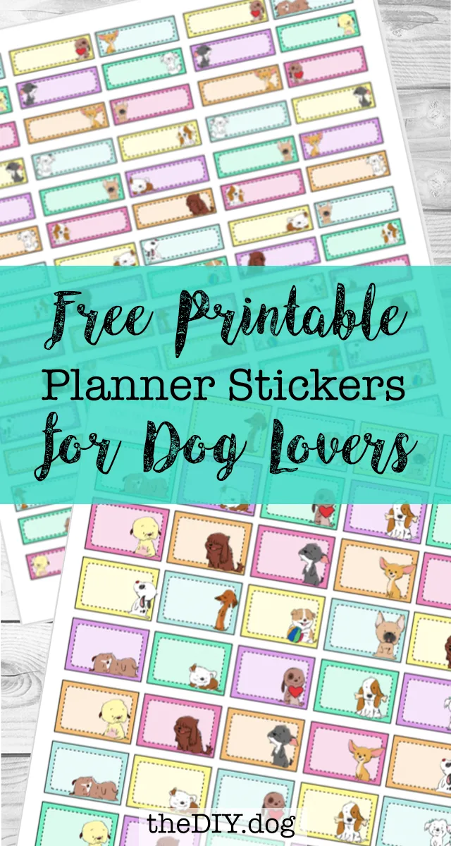 a stack of pastel stickers with cartoon dogs on them and tect that says "free printable planner stickers for dog lovers"  | Kol's Notes the DIY Dog