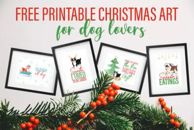 free printable christmas dog art in frames