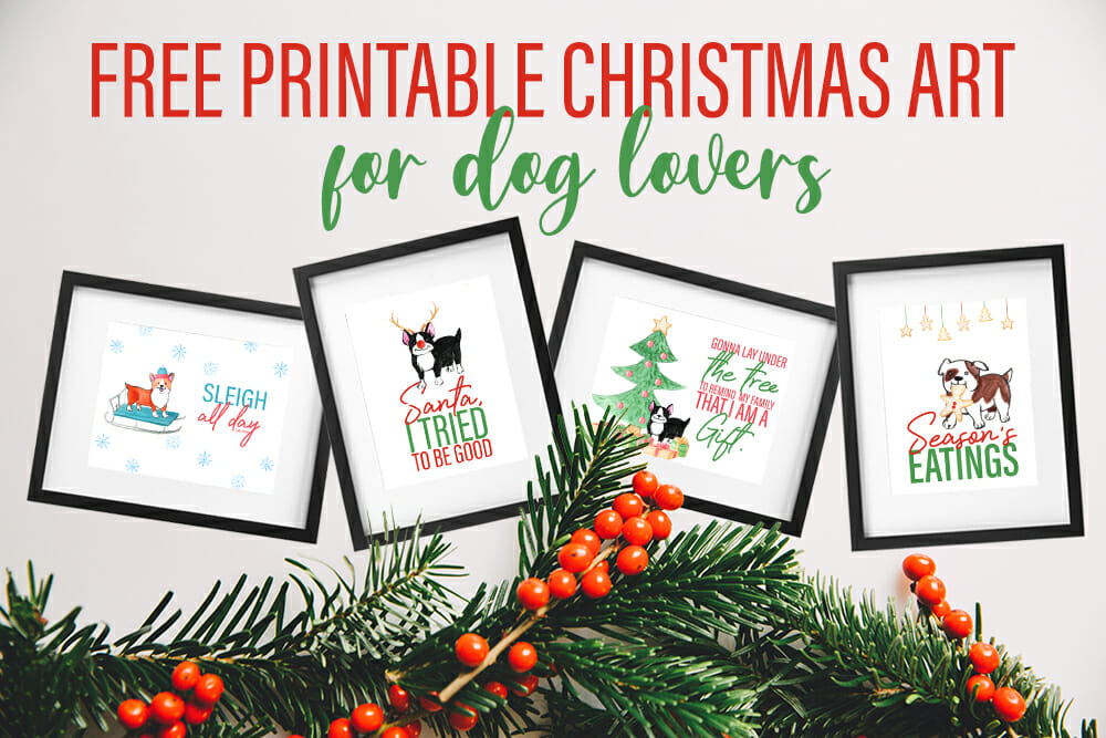 free printable christmas dog art in frames
